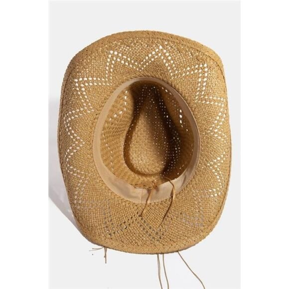 Fame Mixed Beaded Strap Western Fedora Straw Hat - Picture 4 of 6